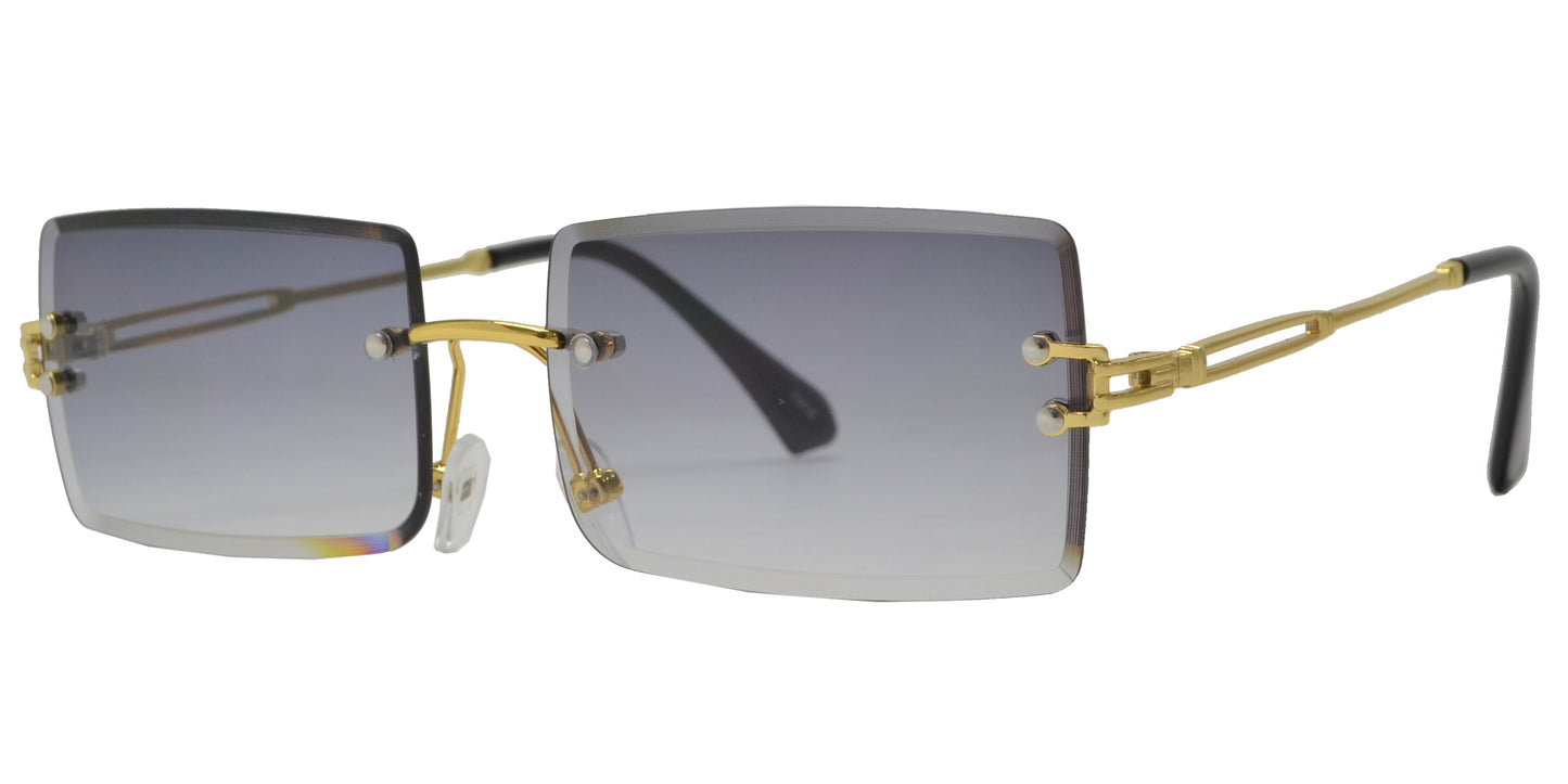 7019 Rimless Metal - Rimless Rectangular Metal Sunglasses