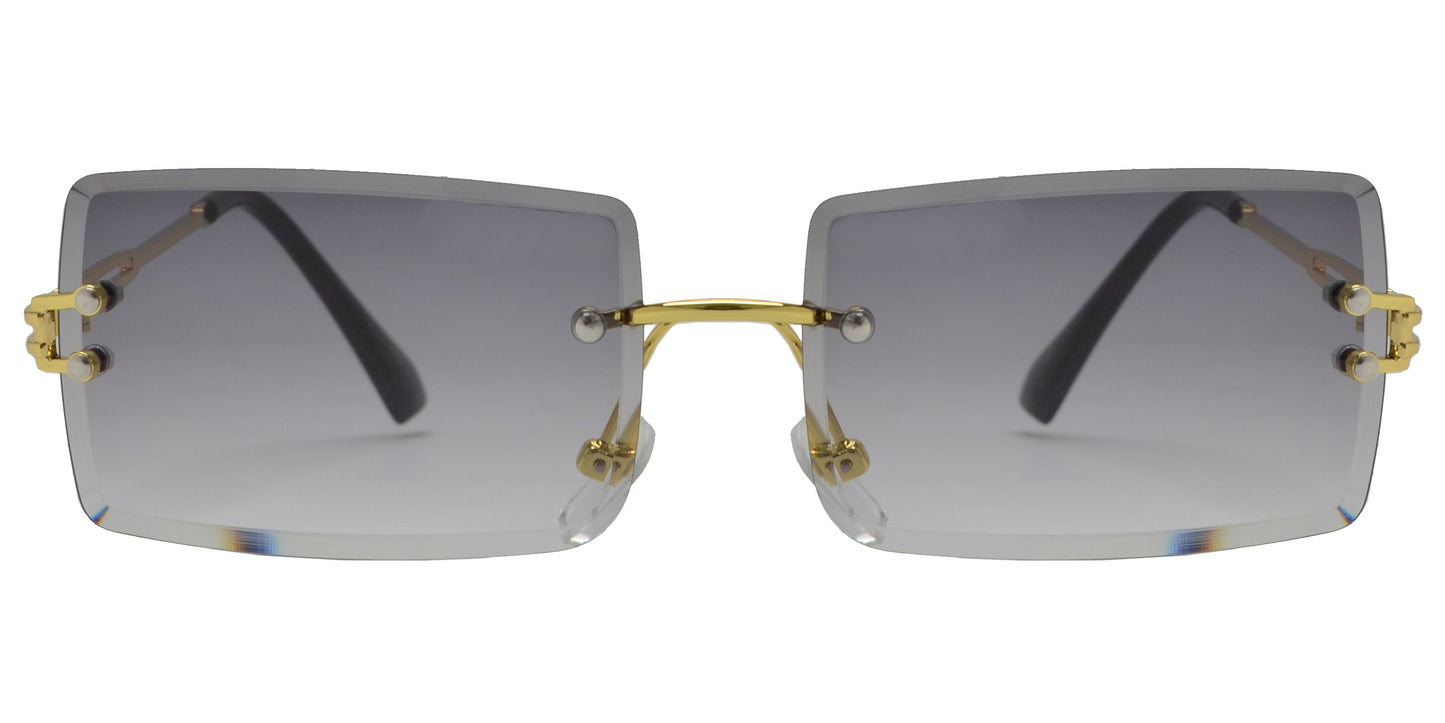7018 Rimless Metal - Rimless Rectangular Metal Sunglasses