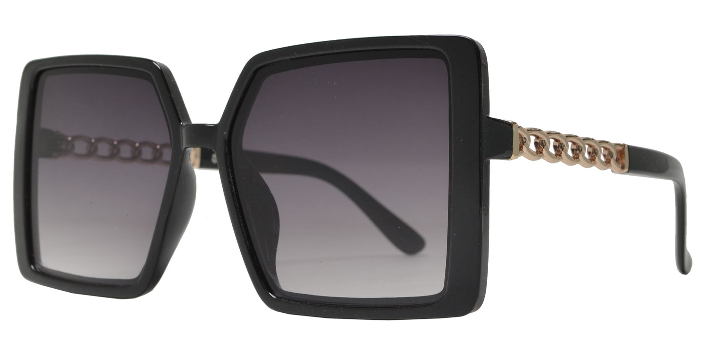 8900 - Square Fashion Sunglasses with Flat Lens