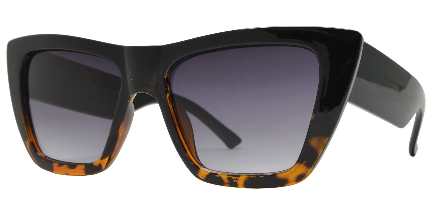 8919 - Rectangular Cat Eye Plastic Sunglasses