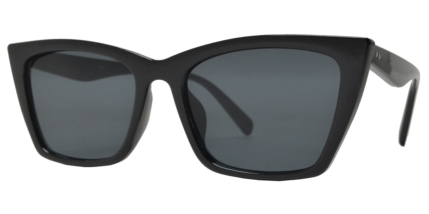 8911 - Rectangular Cat Eye Plastic Sunglasses with Flat Lens