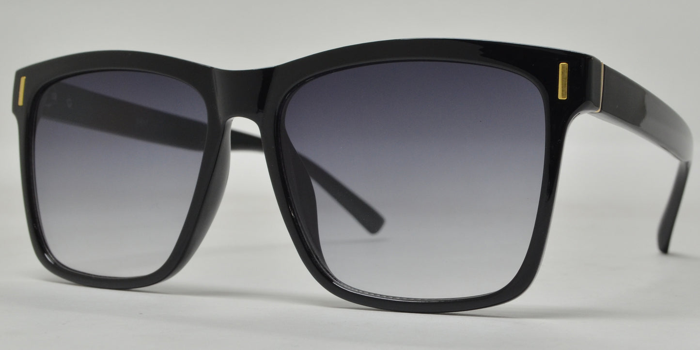 8897 - Classic Rectangular Oversize Plastic Sunglasses with Flat Lens