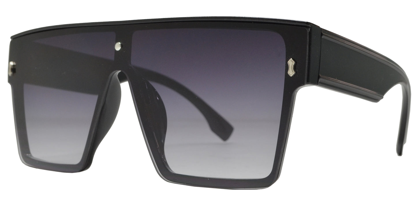 8946 - Plastic Flat Top One Piece Lens Sunglasses