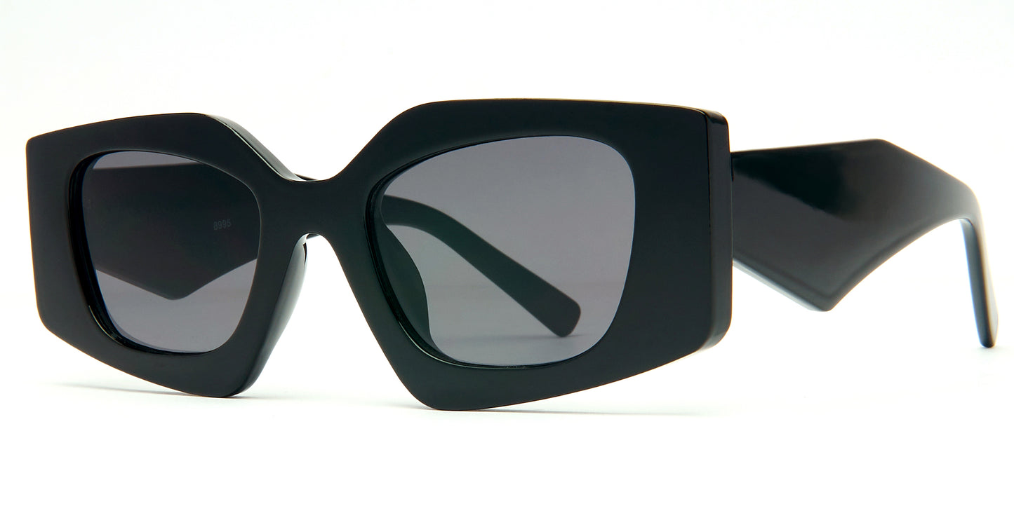 8995 - Rectangular Plastic Flat Lens Sunglasses