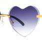 7021 - Metal Rimless Heart Shaped Sunglasses