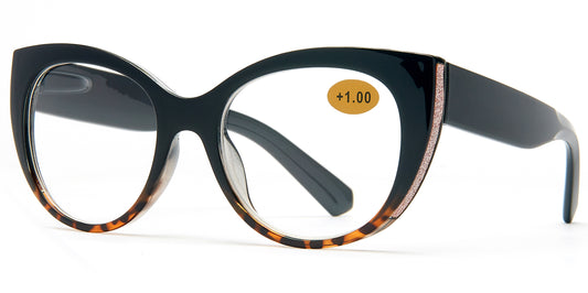 RS 1057 - Plastic Cat Eye Reading Glasses with Glitter