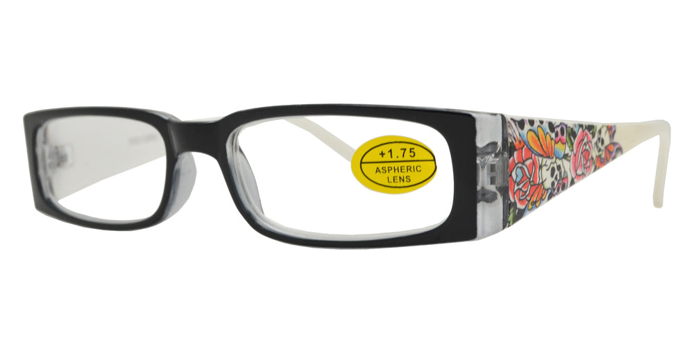 Wholesale - RS 1209 - Rectangular Decorative Thick Temple Plastic Reading Glasses - Dynasol Eyewear