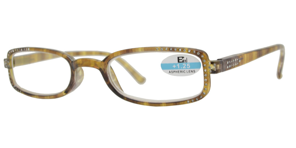 Wholesale - RS 1128 - Small Rectangular Marble Finish with Rhinestones with Plastic Reading Glasses - Dynasol Eyewear