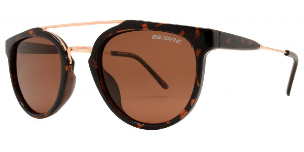 Wholesale - PL Ryan - Polarized Round Horn Rimmed with Brow Bar Plastic Sunglasses - Dynasol Eyewear