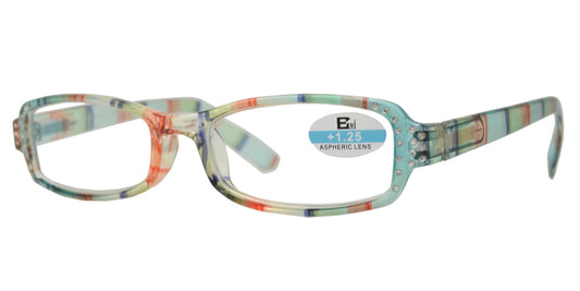 Wholesale - RS 1127 - Small Rectangular Marble Finish with Rhinestones Plastic Reading Glasses - Dynasol Eyewear