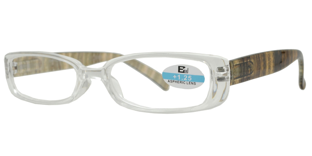 Wholesale - RS 1122 - Rectangular Clear Frame Design Temple Plastic Reading Glasses - Dynasol Eyewear