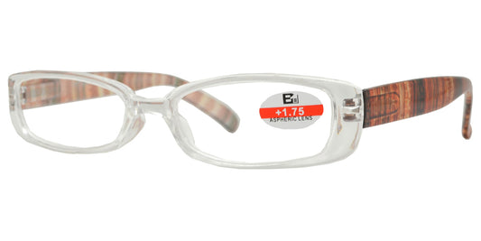 Wholesale - RS 1122 - Rectangular Clear Frame Design Temple Plastic Reading Glasses - Dynasol Eyewear
