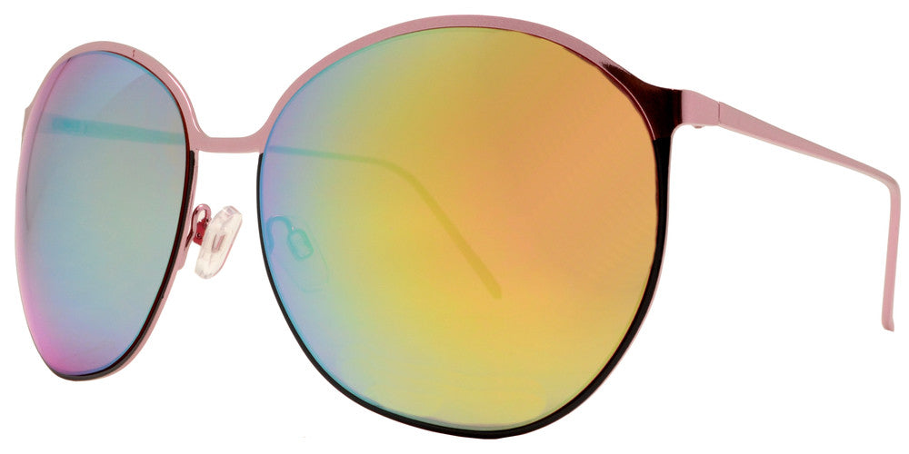 Wholesale - 8546 - Large Plastic Round Sunglasses with Color Mirror Lens - Dynasol Eyewear