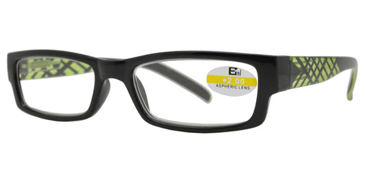 Wholesale - RS 1114 - Rectangular Horn Rimmed with Stripes Plastic Reading Glasses - Dynasol Eyewear