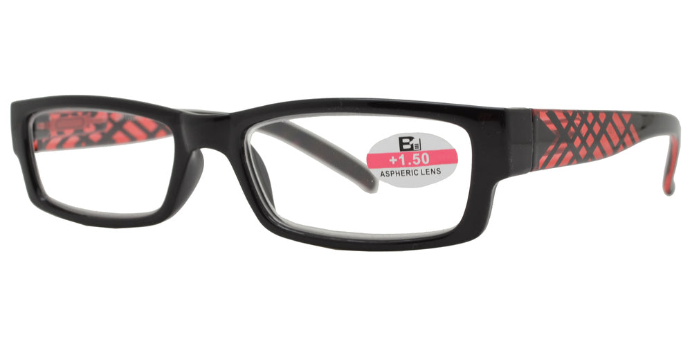 Wholesale - RS 1114 - Rectangular Horn Rimmed with Stripes Plastic Reading Glasses - Dynasol Eyewear