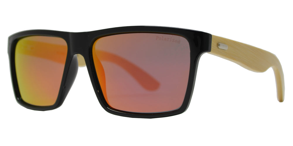 Wholesale - PL 7992 - Bamboo Polarized Rectangular Sunglasses - Dynasol Eyewear
