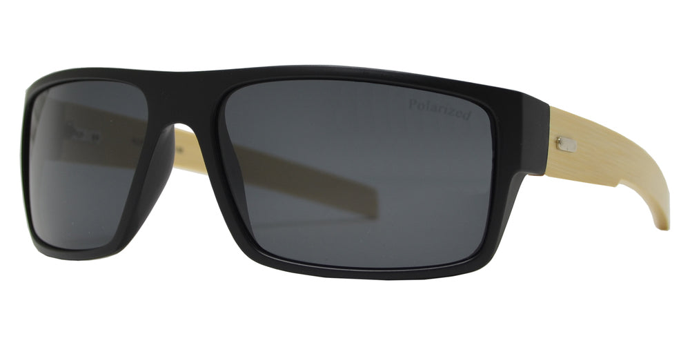Wholesale - PL 7993 - Bamboo Polarized Sports Rectangular Sunglasses - Dynasol Eyewear
