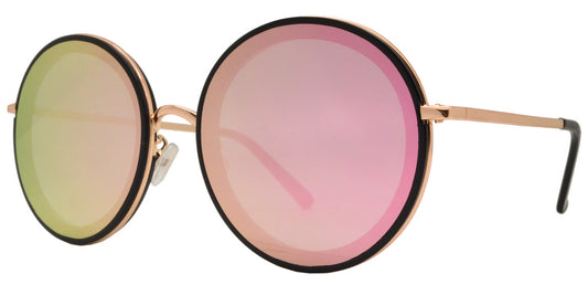 Wholesale - 8740 - Round Metal Sunglasses with Color Mirror Flat Lens - Dynasol Eyewear