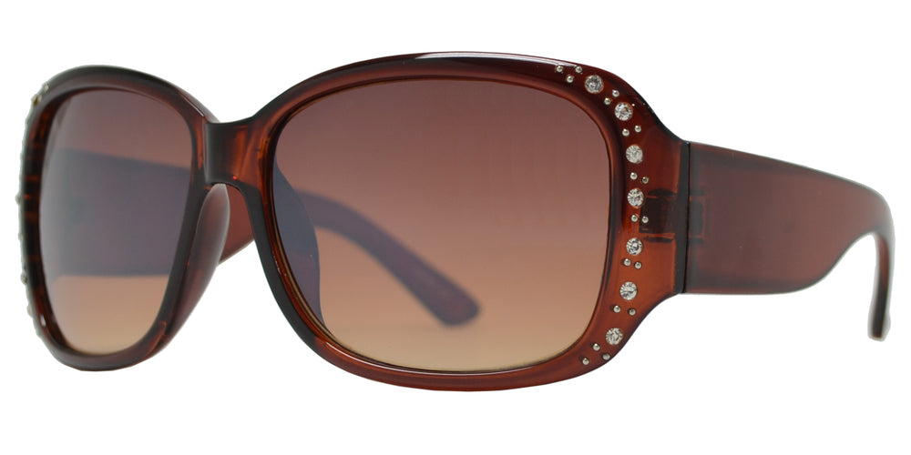 Wholesale - PLD-01 - Rectangular Plastic Sunglasses with Rhinestones - Dynasol Eyewear