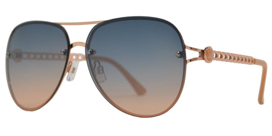 FC 6501 - Rimless Metal Oval Shaped Sunglasses with Pearls
