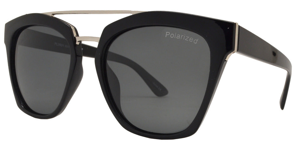 Wholesale - PL 3931 - Polarized Horn Rimmed Sunglasses with Brow Bar - Dynasol Eyewear