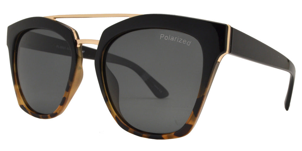 Wholesale - PL 3931 - Polarized Horn Rimmed Sunglasses with Brow Bar - Dynasol Eyewear