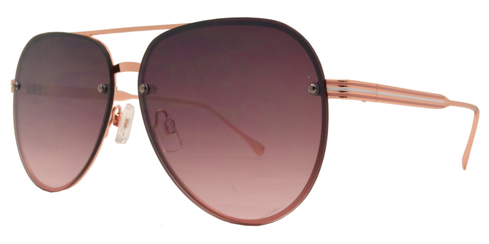 Wholesale - FC 6394 - Rimless Aviator with Brow Bar Metal Sunglasses - Dynasol Eyewear