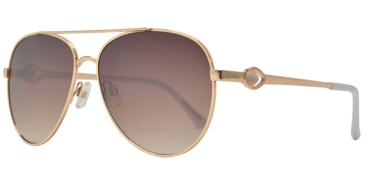 Wholesale - FC 6507 - Oval Shaped Sunglasses with Flat Lens and Tear Drop Pearl - Dynasol Eyewear