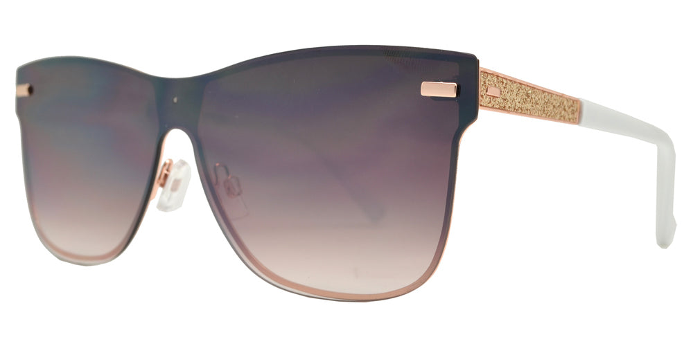 Wholesale - FC 6452 - Classic Horn Rimmed Flat Lens Rimless with Glitter Metal Sunglasses - Dynasol Eyewear