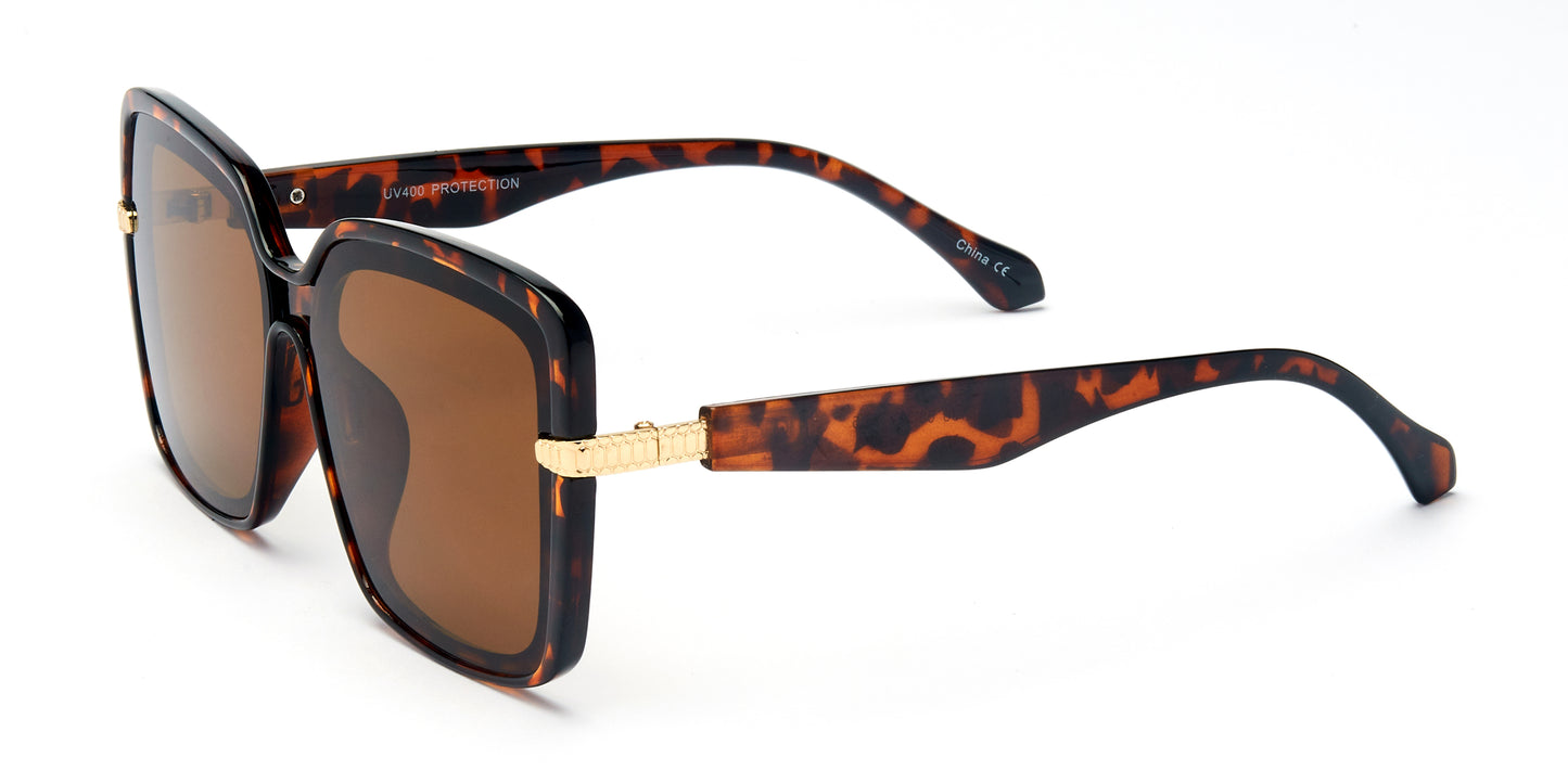 8136 - Plastic Square Sunglasses with Flat Lens