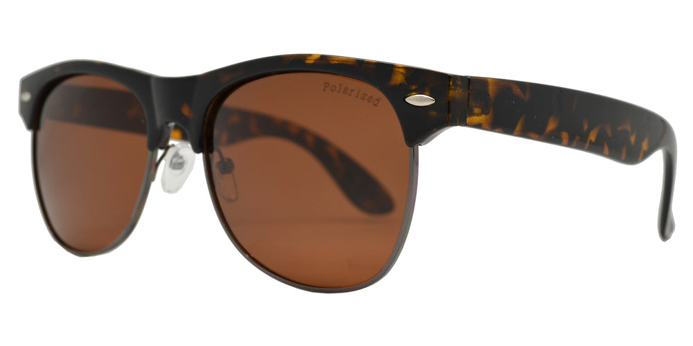 Wholesale - PL 7581 PT - Retro Horn Rimmed Polarized Plastic Sunglasses - Dynasol Eyewear