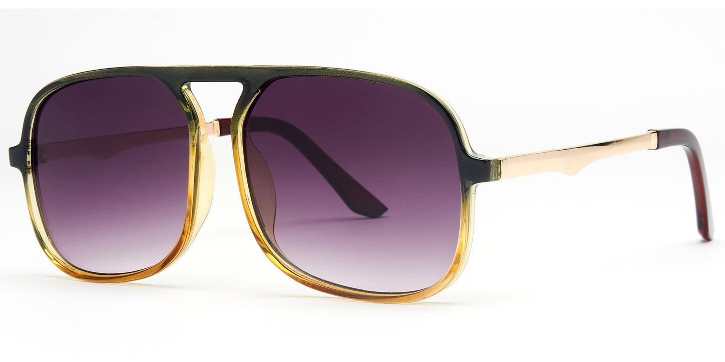 8977 - Plastic Bridgeless Flat Top Sunglasses