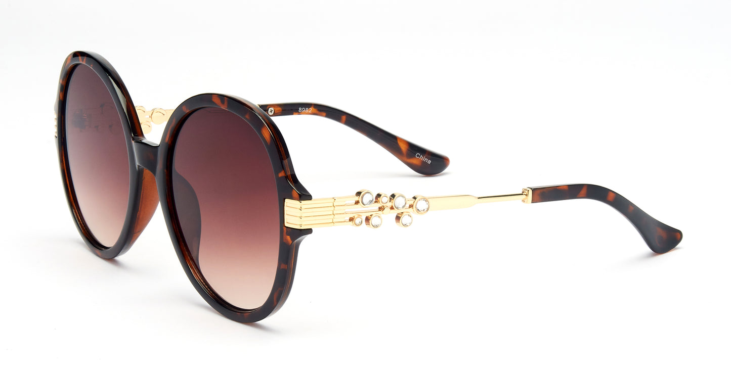 8982 - Plastic Round Sunglasses with Rhinestones