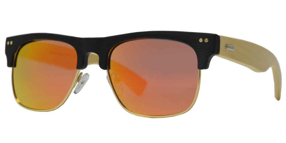 7009 Bamboo - Classic Texture Frame with Bamboo Temple Sunglasses