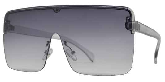 7995 - Plastic Flat Top One Piece Semi-Rimless Oversize Sunglasses