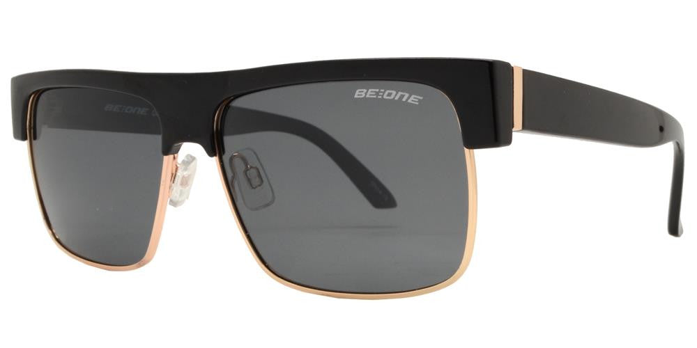 Wholesale - PL Desert - Polarized Men Flat Top Half Rimmed Rectangular Plastic Sunglasses - Dynasol Eyewear