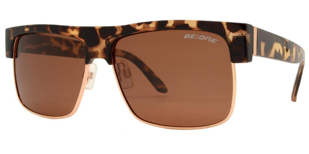 Wholesale - PL Desert - Polarized Men Flat Top Half Rimmed Rectangular Plastic Sunglasses - Dynasol Eyewear