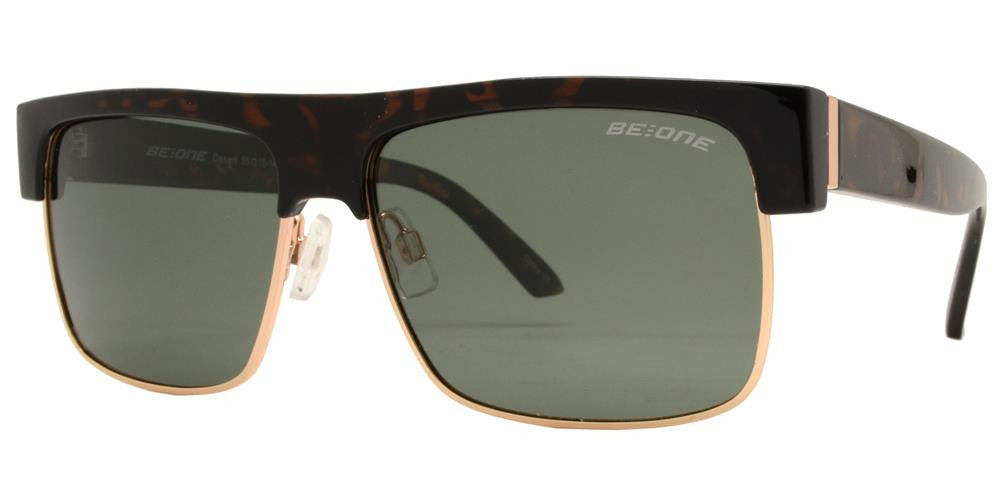 Wholesale - PL Desert - Polarized Men Flat Top Half Rimmed Rectangular Plastic Sunglasses - Dynasol Eyewear