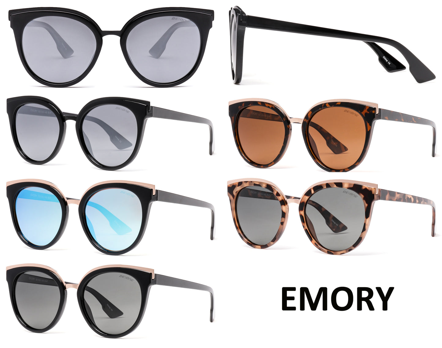 Wholesale - PL Emory - Polarized Women Flat Lens Cat Eye Plastic Sunglasses - Dynasol Eyewear