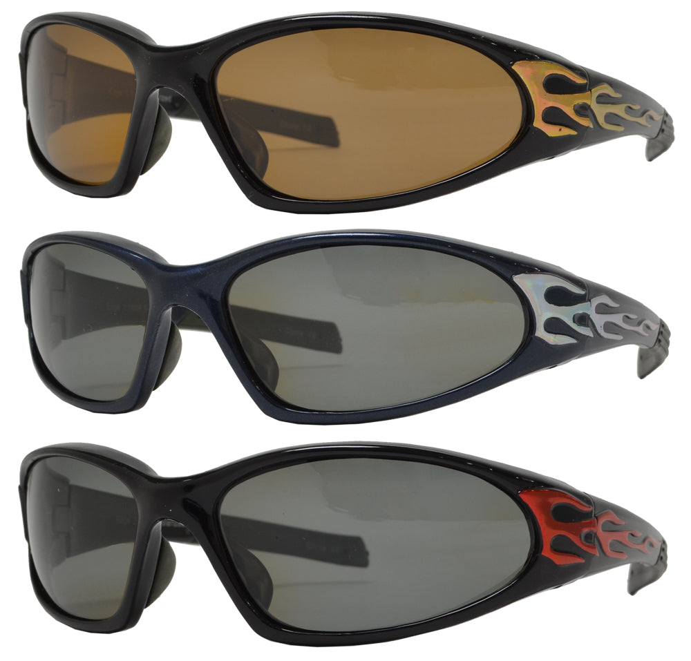PL Edge - Polarized Men Sport Wrap Plastic Sunglasses
