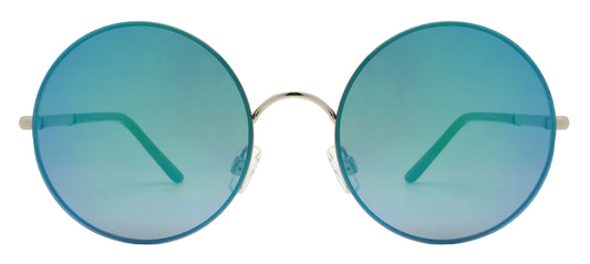 Wholesale - FC 6228 RVC - Round Flat Lens Color Mirror Metal Sunglasses - Dynasol Eyewear