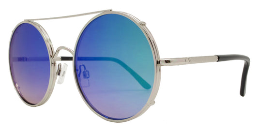 Wholesale - FC 6229 RVC - Flat Lens Round Color Mirror Thick Metal Sunglasses - Dynasol Eyewear