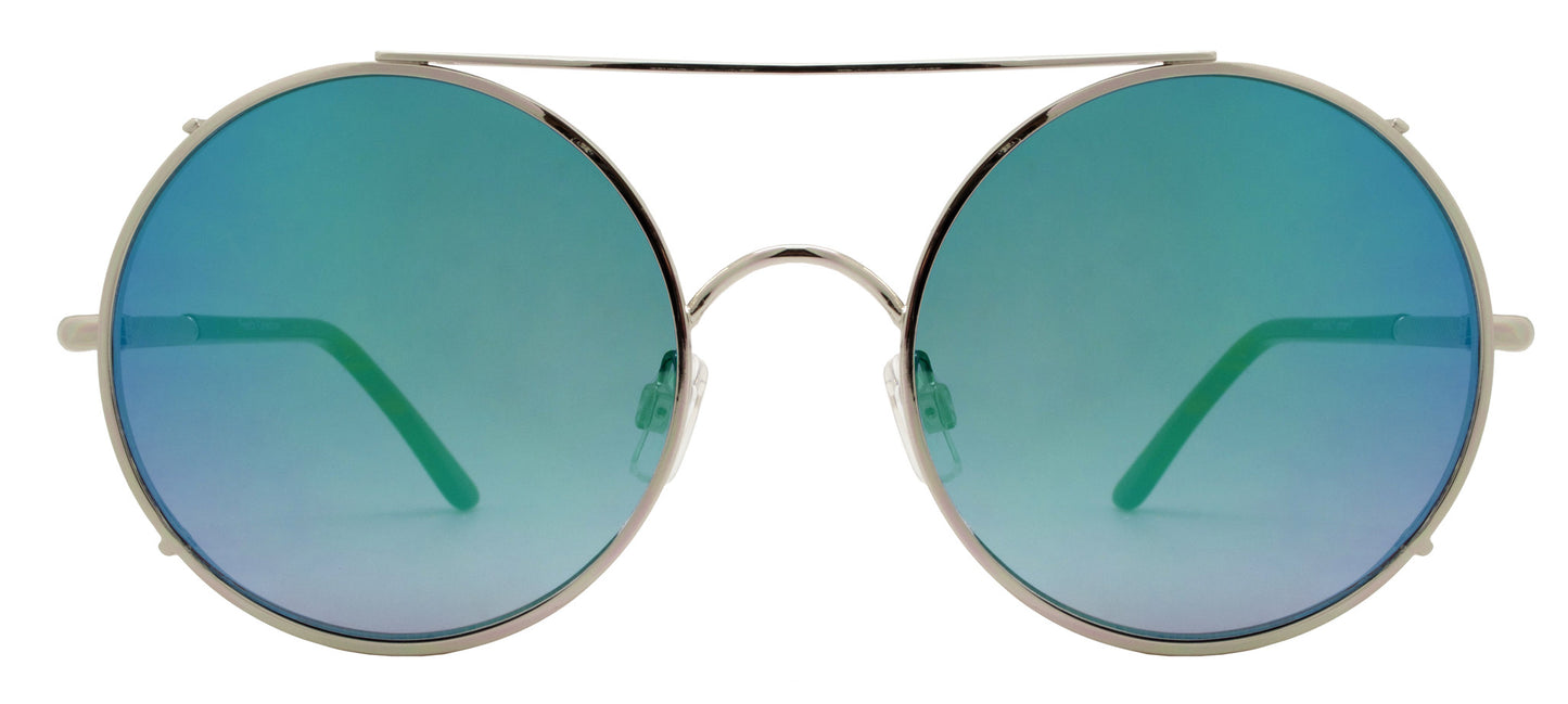Wholesale - FC 6229 RVC - Flat Lens Round Color Mirror Thick Metal Sunglasses - Dynasol Eyewear