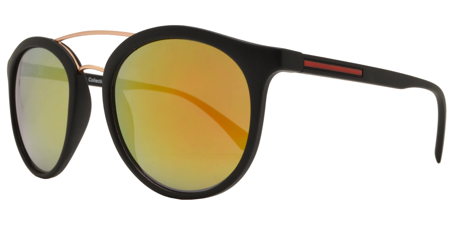 FC 6356 - Retro Round with Metal Brow Bar Plastic Sunglasses