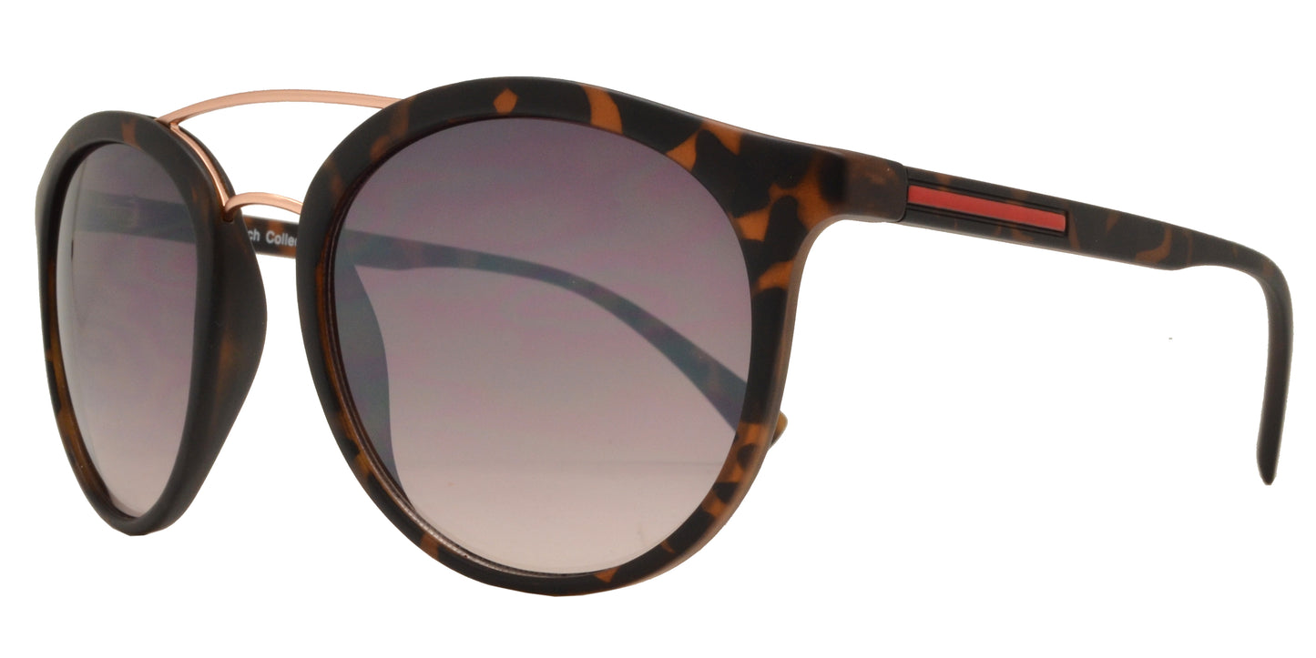FC 6356 - Retro Round with Metal Brow Bar Plastic Sunglasses