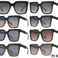 FC 6513 - Retro Large Square Plastic Sunglasses with Flat Lens