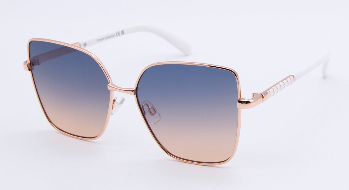 FC 6548 - Metal Cat Eye Flat Lens Sunglasses