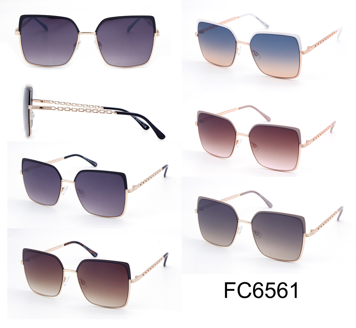 FC 6561 - Square Metal Fashion Sunglasses