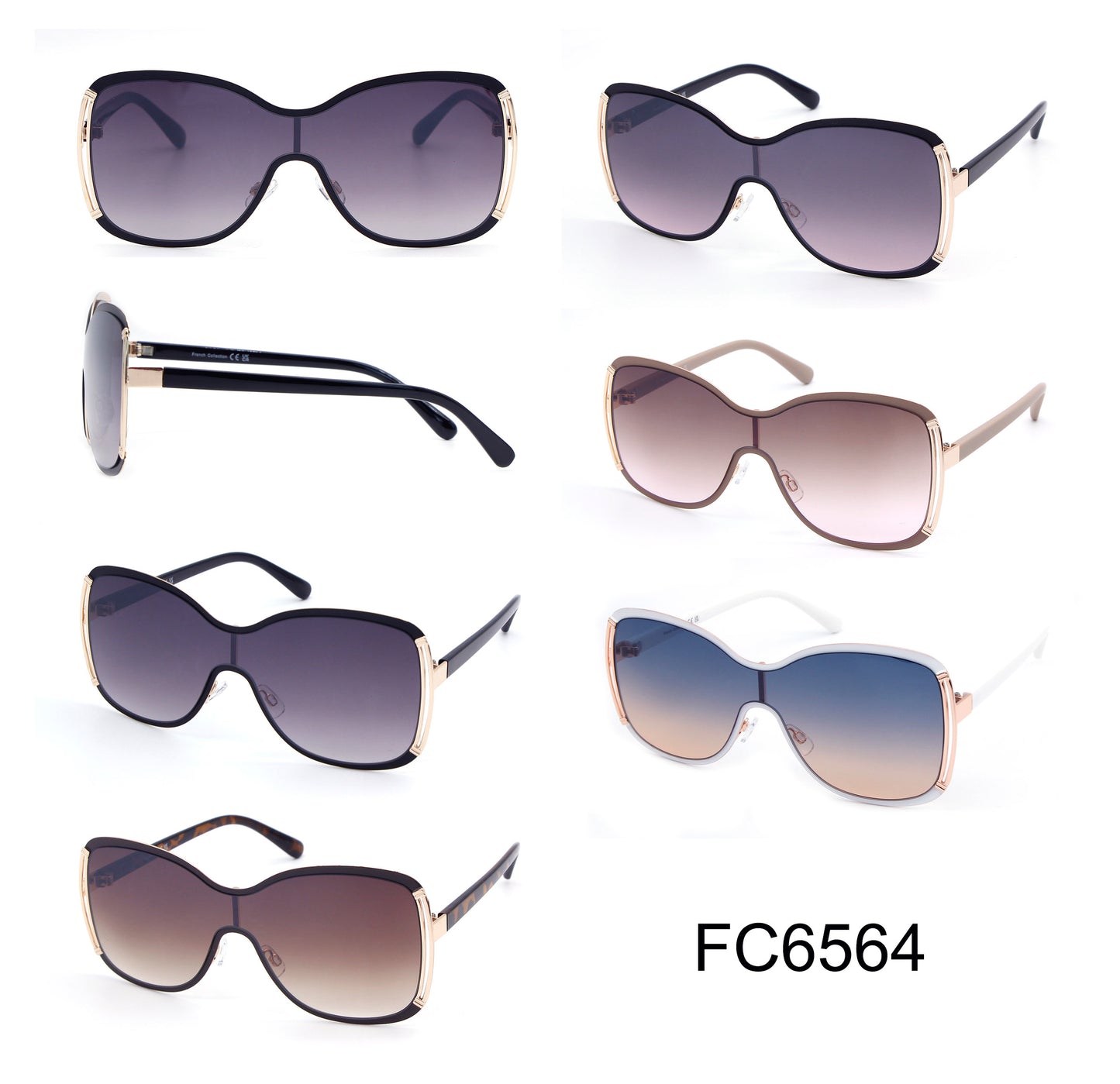 FC 6564 - Metal One Piece Butterfly Sunglasses