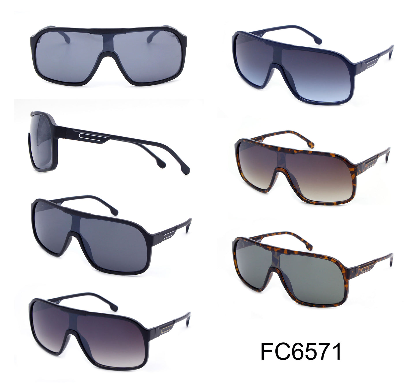 FC 6571 - Plastic One Piece Flat Top Sunglasses
